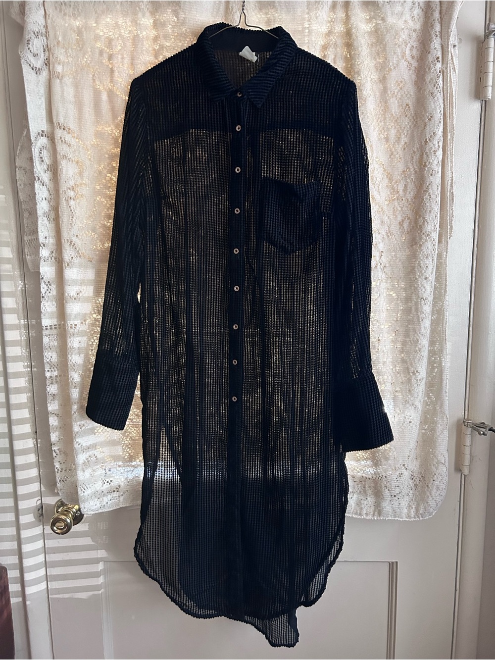 Akemi + Kin Velvet Buttondown Tunic